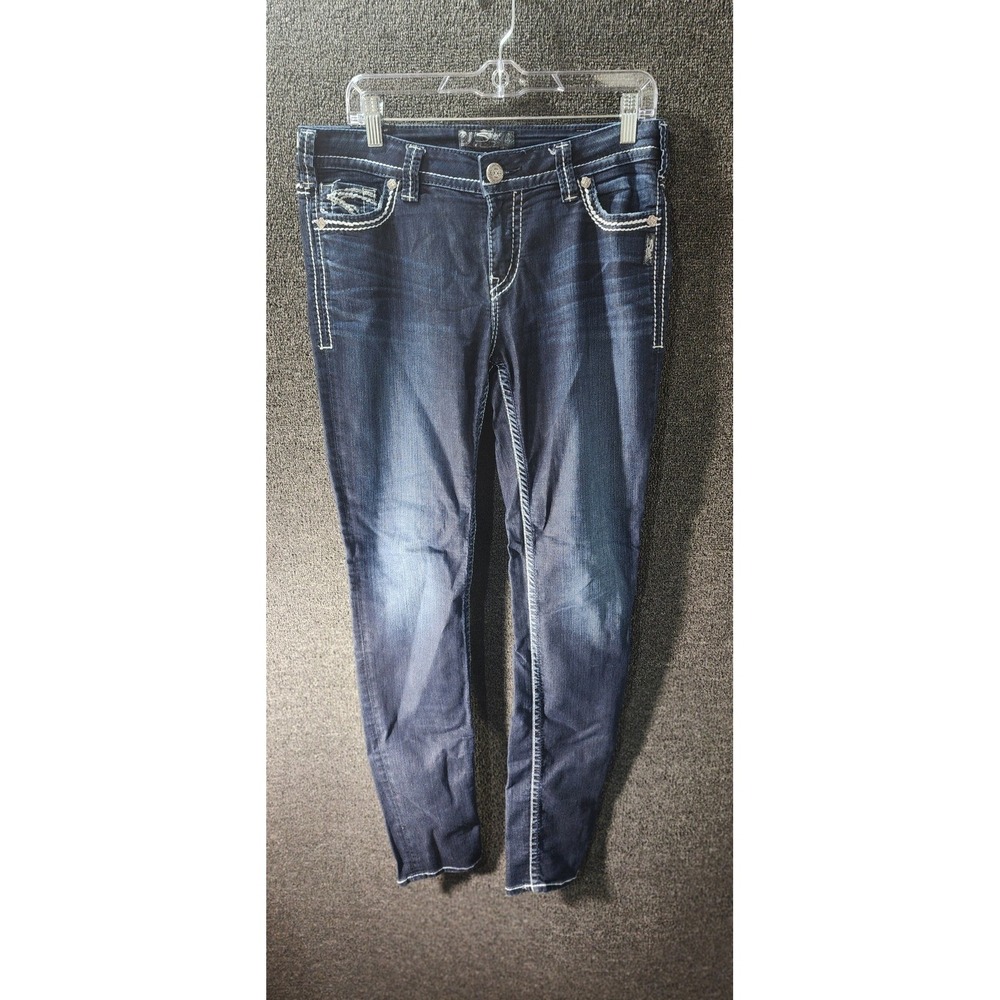 Silver Jeans Co Suki Super Skinny Dark Wash Contrast Stitch Denim W31 L33
